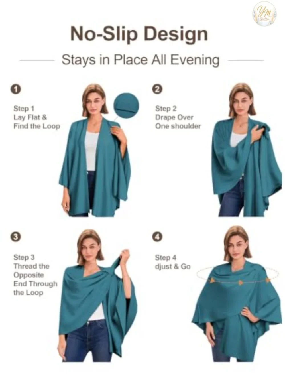 Viscose Blend Poncho Shawl Wrap Cross Front Formal